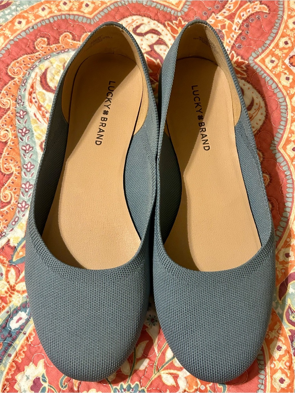 Lucky Brand Blue Knit Slip-On Ballet Flats